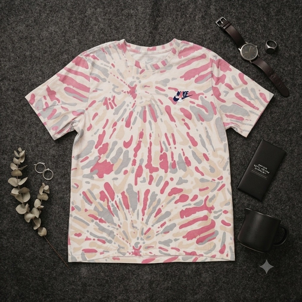 Nike‎ Sports Are A Trip Black Light Tie Dye Graphic T-Shirt Pink Grey Mens XL